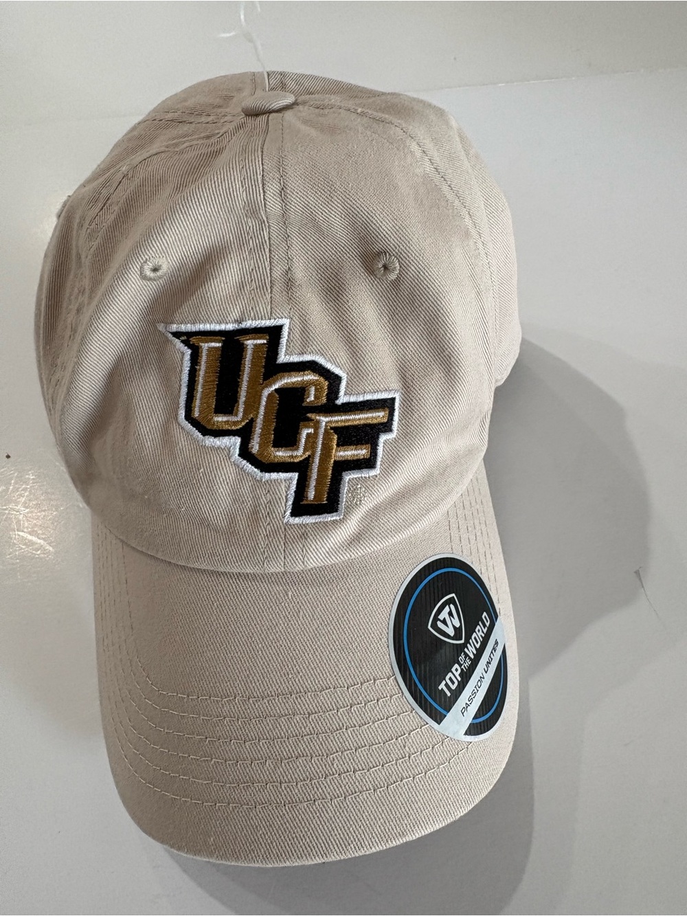 UCF Logo Tan Baseball Cap - Top of the World One Size Fits Most, NEW, adjustable